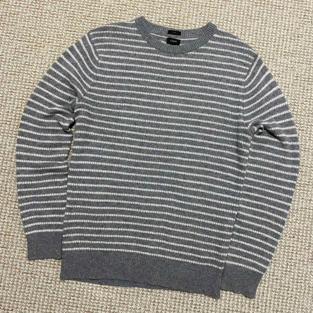 J.Crew Men/Women Striped Preppy Old Money Gray Merino Wool Blend Size M